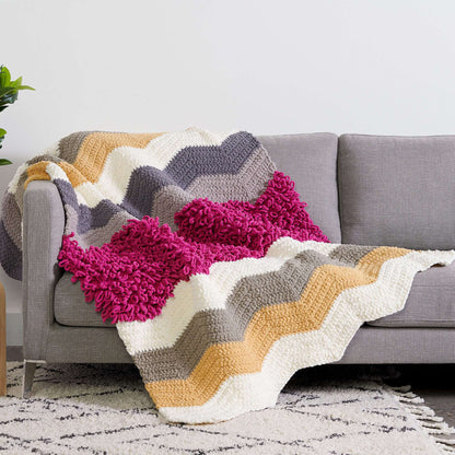 Bernat Outstanding Chevron Stripe Crochet Blanket Crochet Blanket made in Bernat Blanket O'Go yarn