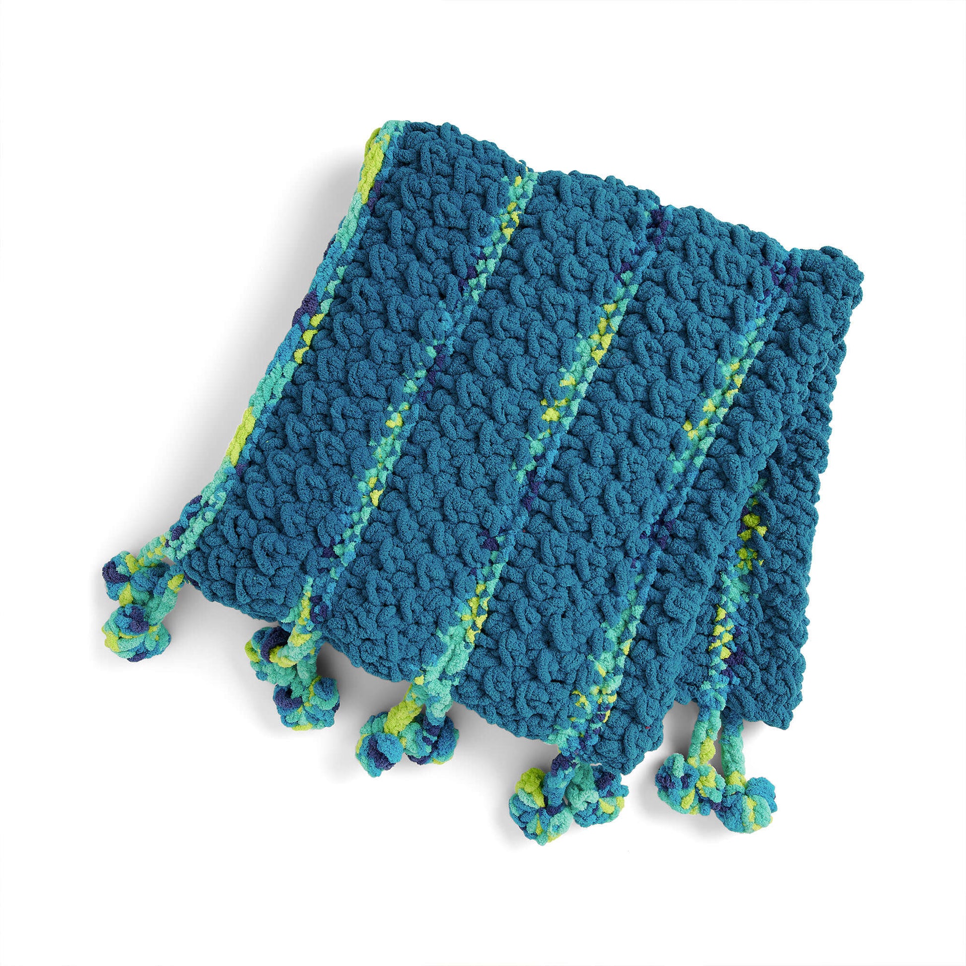 Free Bernat Big Poms Crochet Blanket Pattern