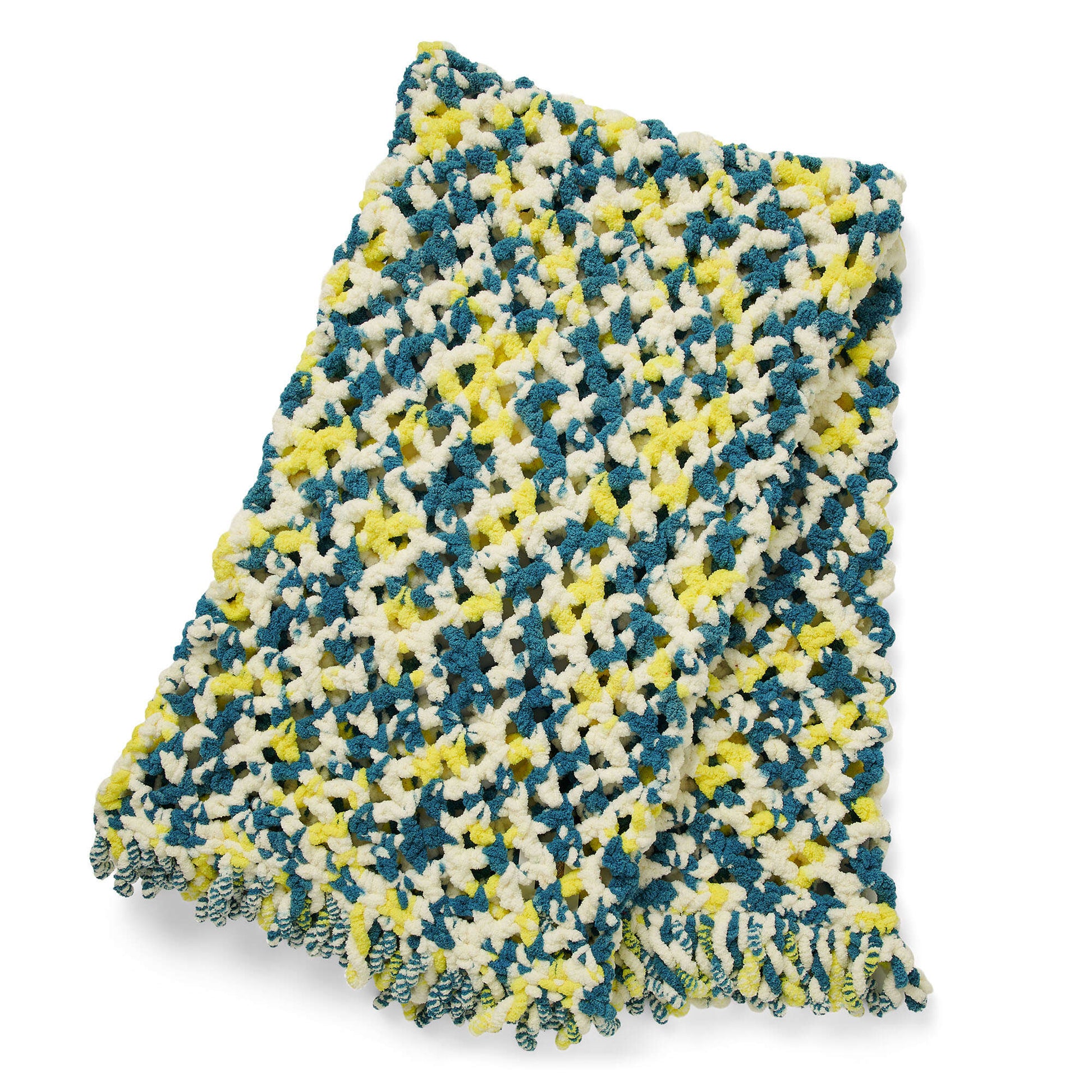 Bernat Crochet Openwork Fringed Blanket Yarnspirations