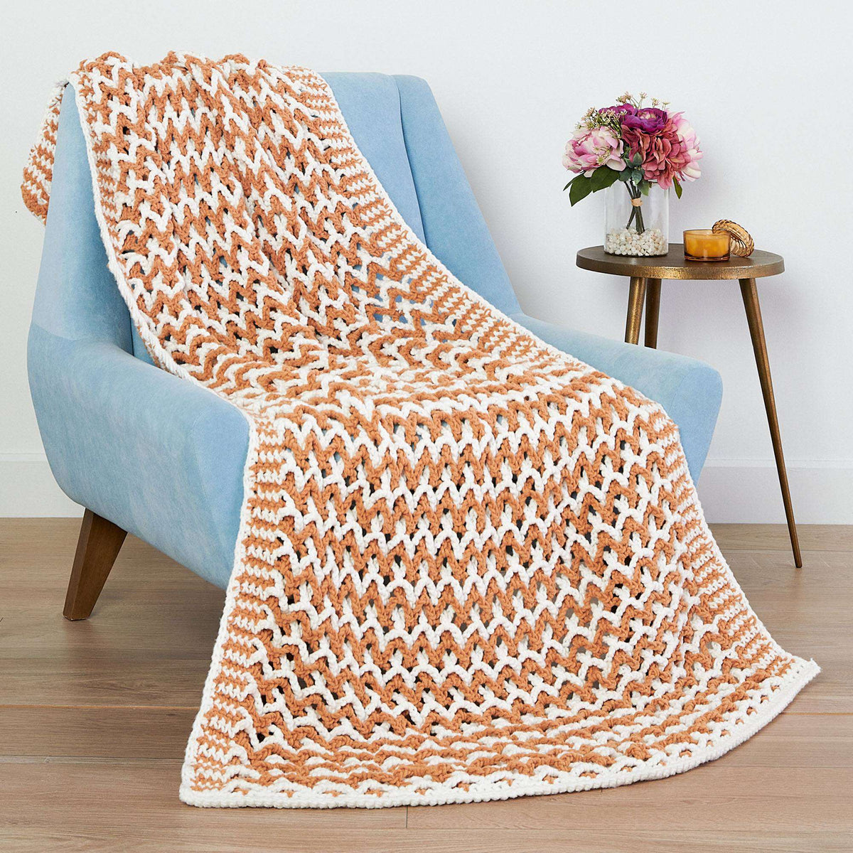 Crochet Blanket made in Bernat Forever Fleece yarn