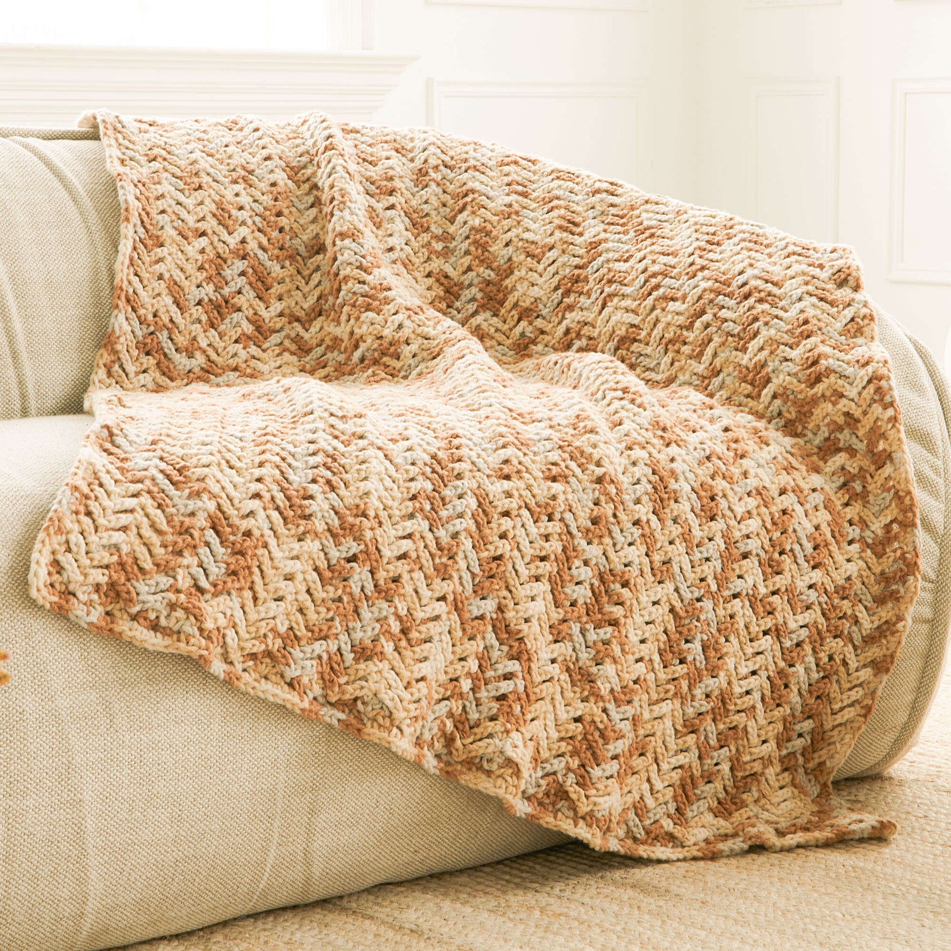 Bernat Fleecy Herringbone Crochet Blanket Yarnspirations