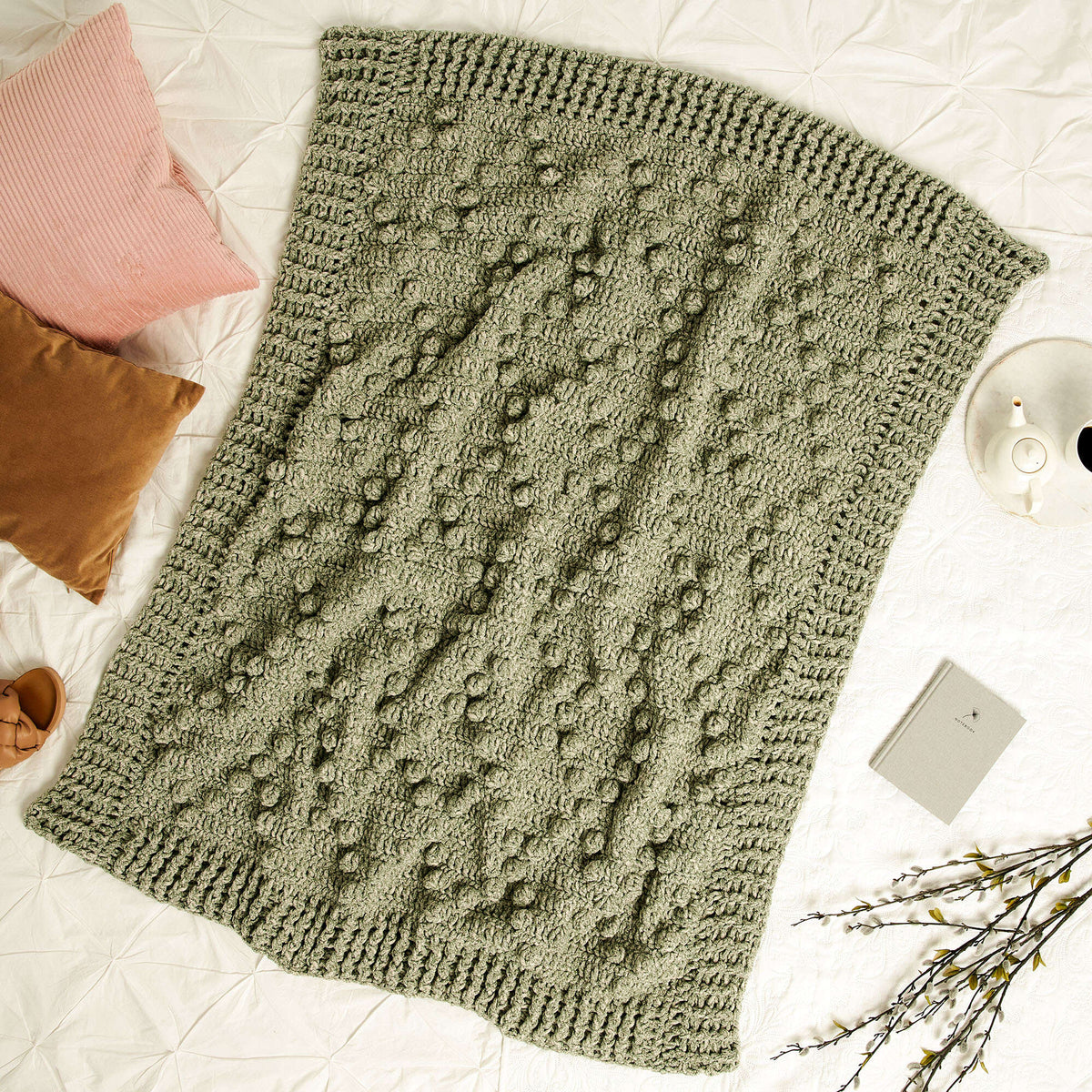 Crochet Blanket made in Bernat Blanket Speckle yarn