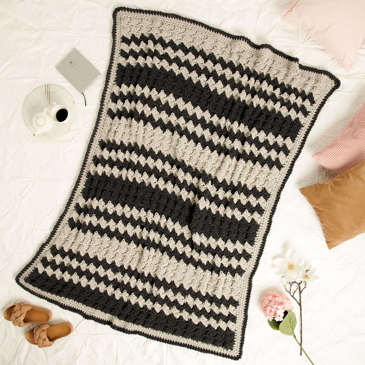 Crochet Blanket made in Bernat Forever Fleece yarn