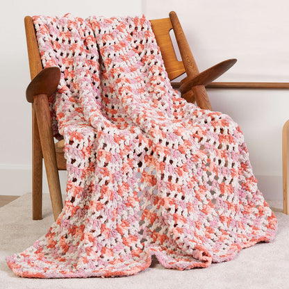 Bernat Crochet Open Ripple Stitch Blanket Crochet Blanket made in Bernat Blanket yarn