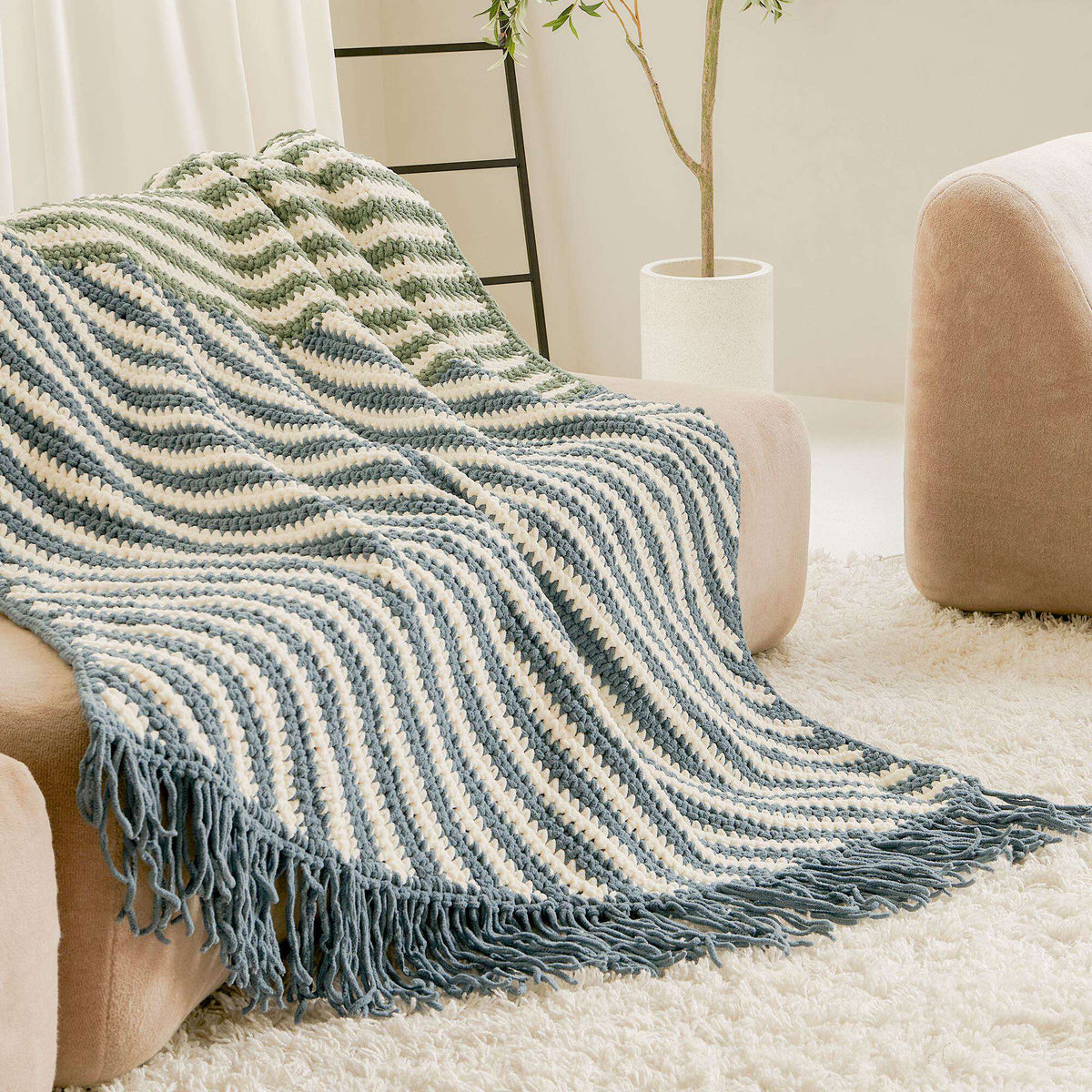 Crochet Blanket made in Bernat Blanket yarn
