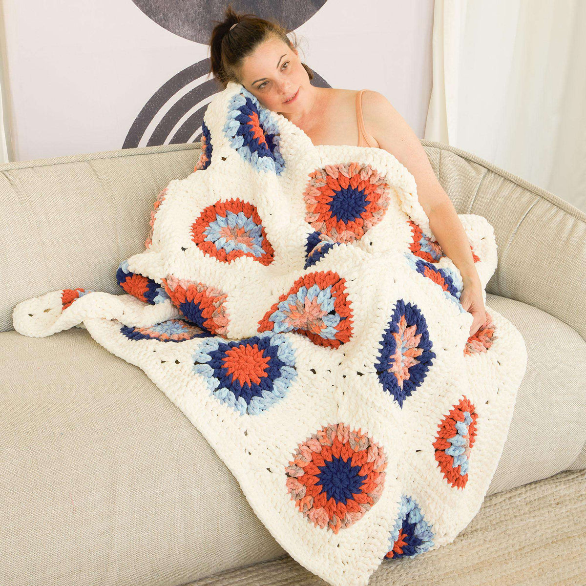 Crochet Blanket made in Bernat Blanket yarn