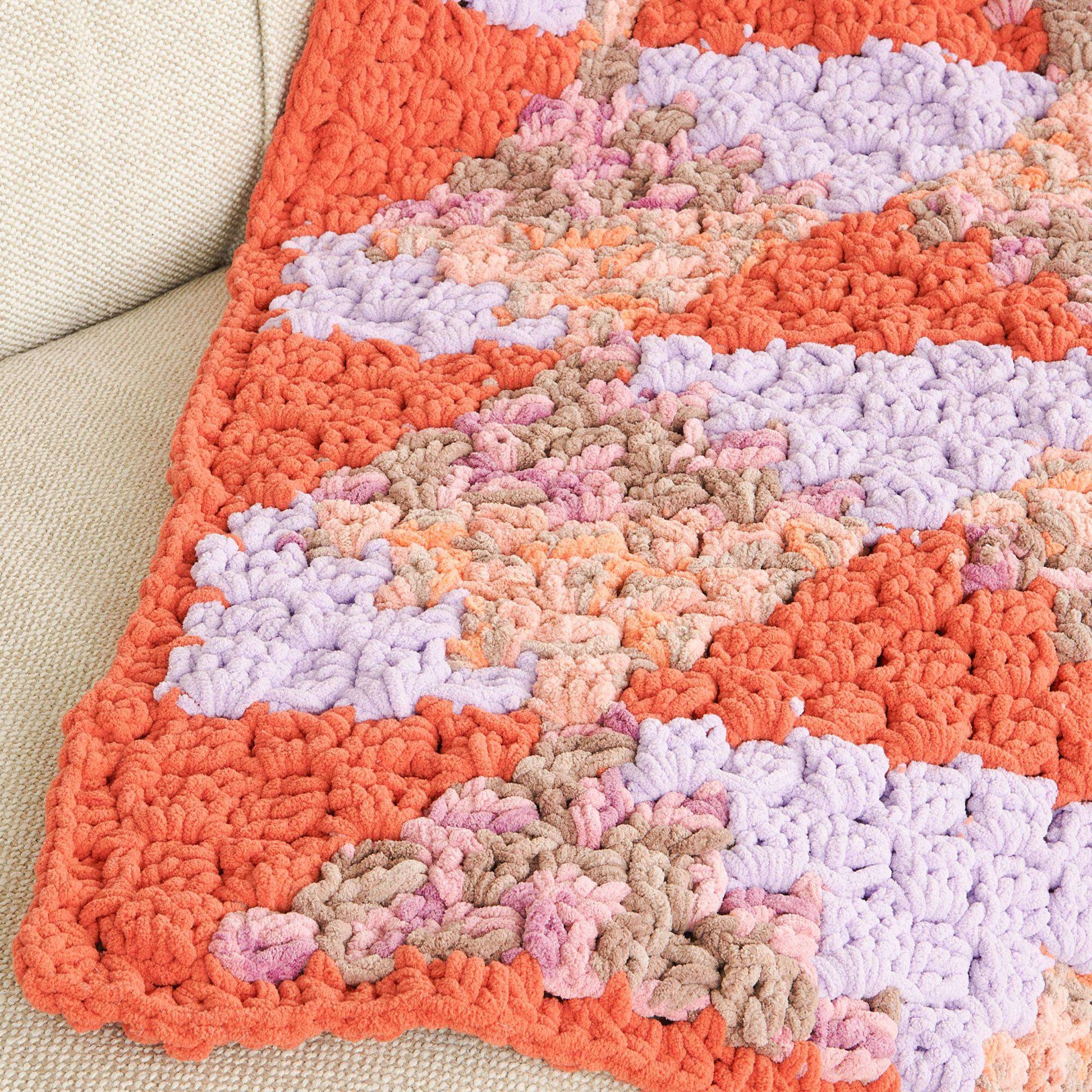 Free Bernat Two Tone Diamonds Crochet Blanket Pattern