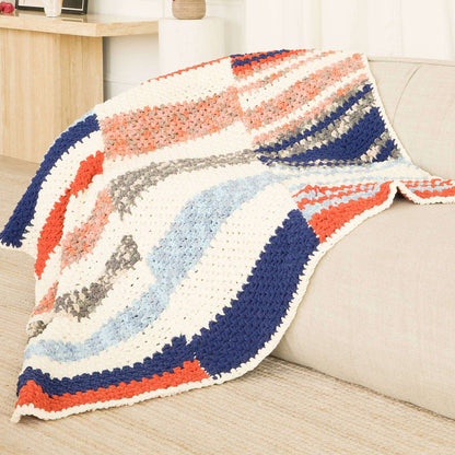 Bernat Patchwork Stripes Crochet Blanket Crochet Blanket made in Bernat Blanket yarn