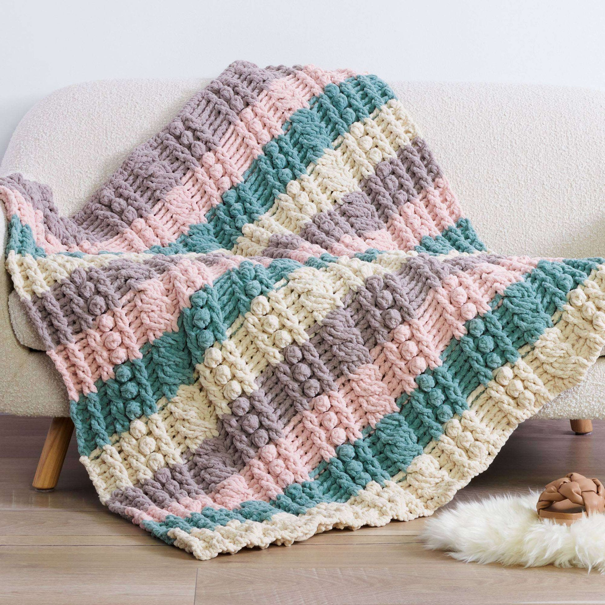 Free Bernat Study Of Puff Dessert Crochet Blanket Pattern