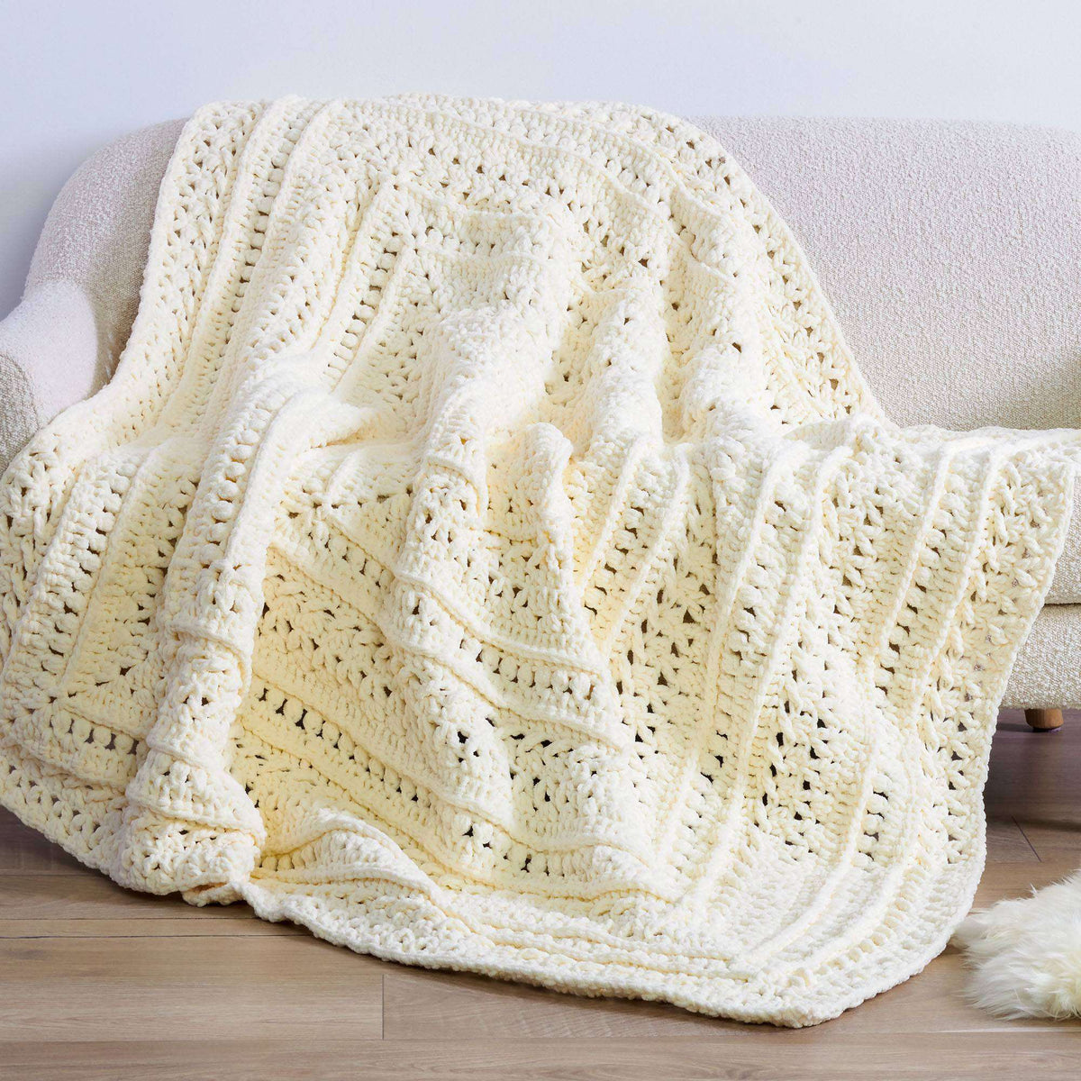 Crochet Blanket made in Bernat Blanket yarn