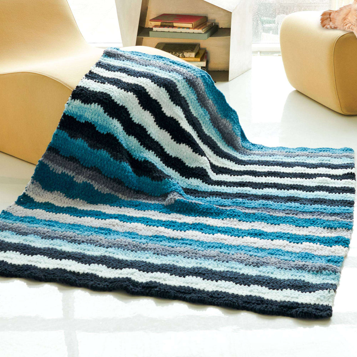 Crochet Blanket made in Bernat Blanket Perfect Phasing Yarn