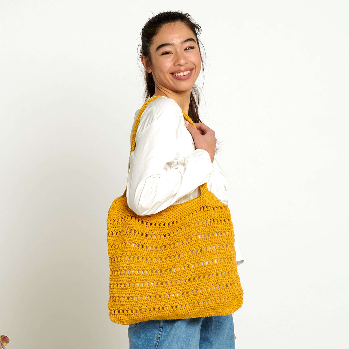 Crochet Tote Bag made in Bernat Softee Cotton yarn