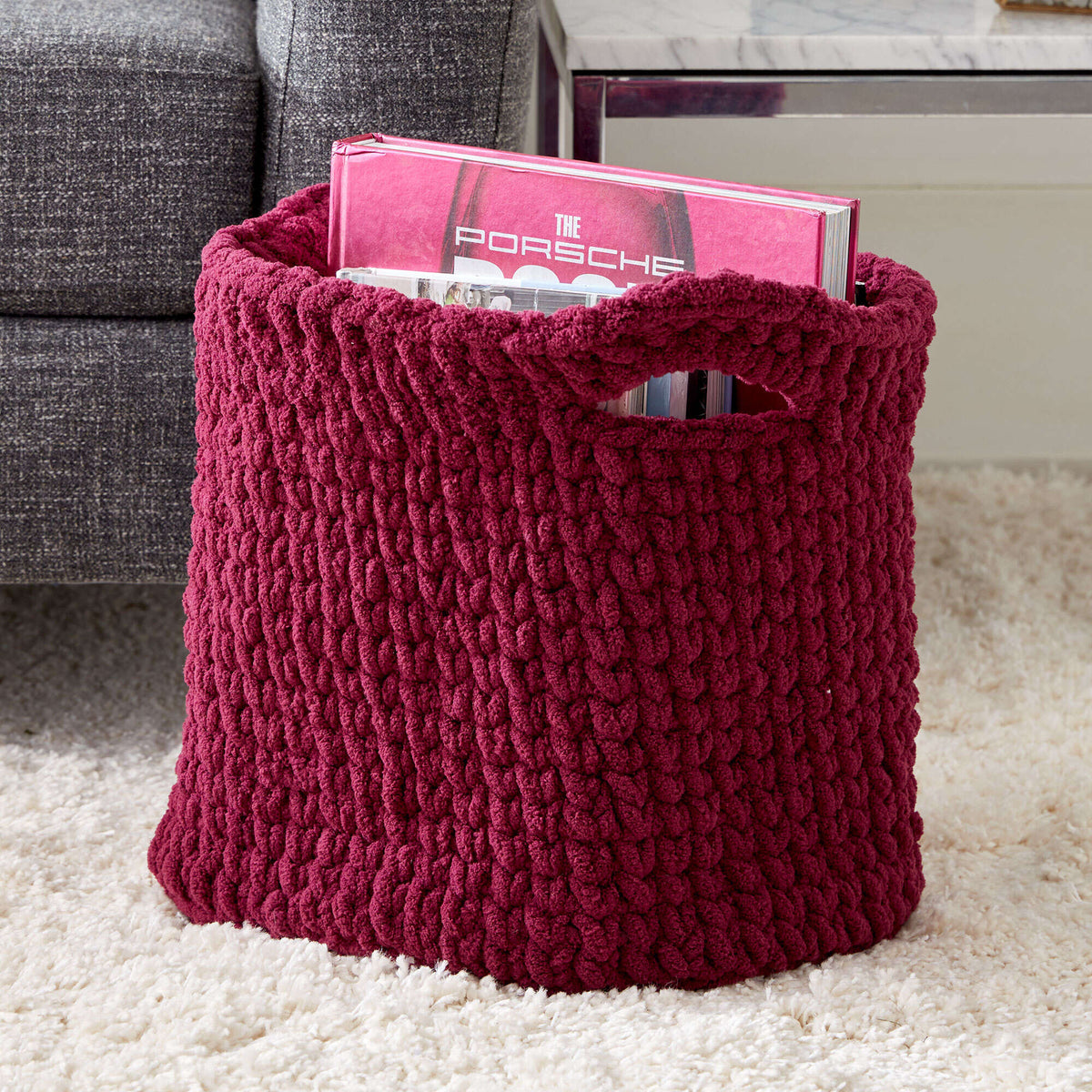 Crochet Basket made in Bernat Blanket Extra yarn
