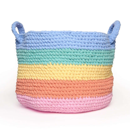 Bernat Crochet Rainbow Stripe Basket Crochet Basket made in Bernat Baby Blanket yarn