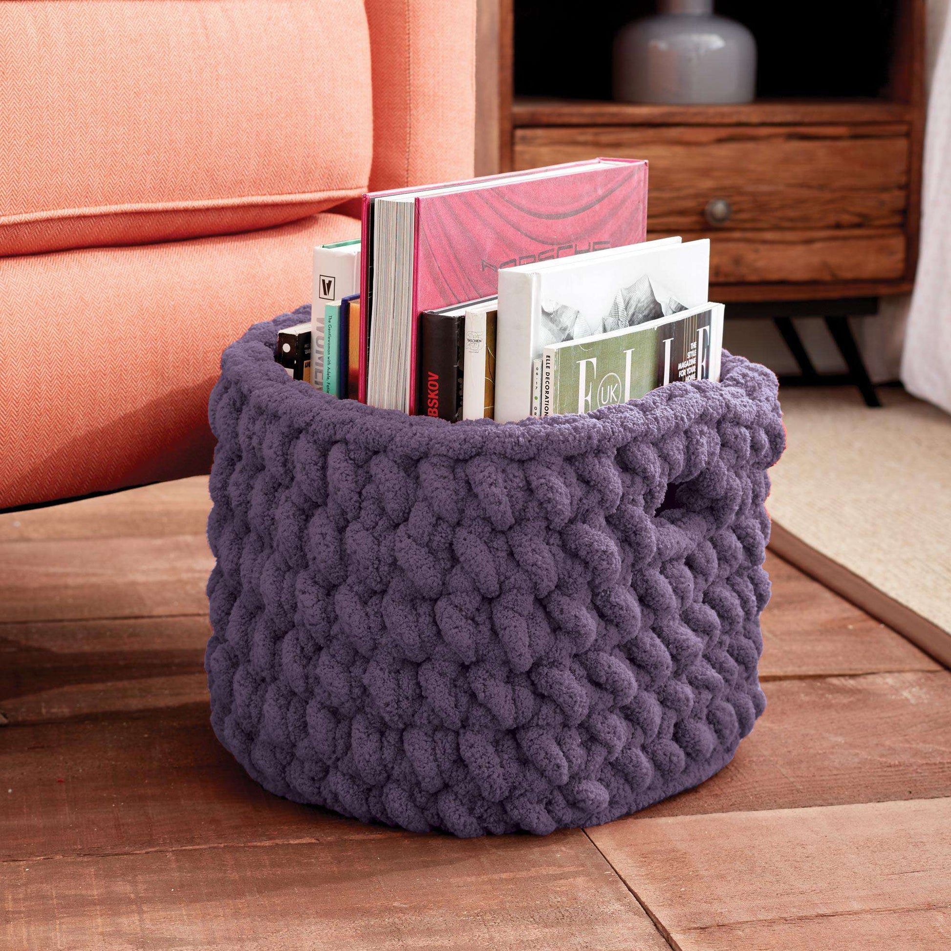 Bernat Square Bottom Crochet Basket  Chunky yarn crochet pattern, Crochet  basket pattern free, Crochet basket pattern