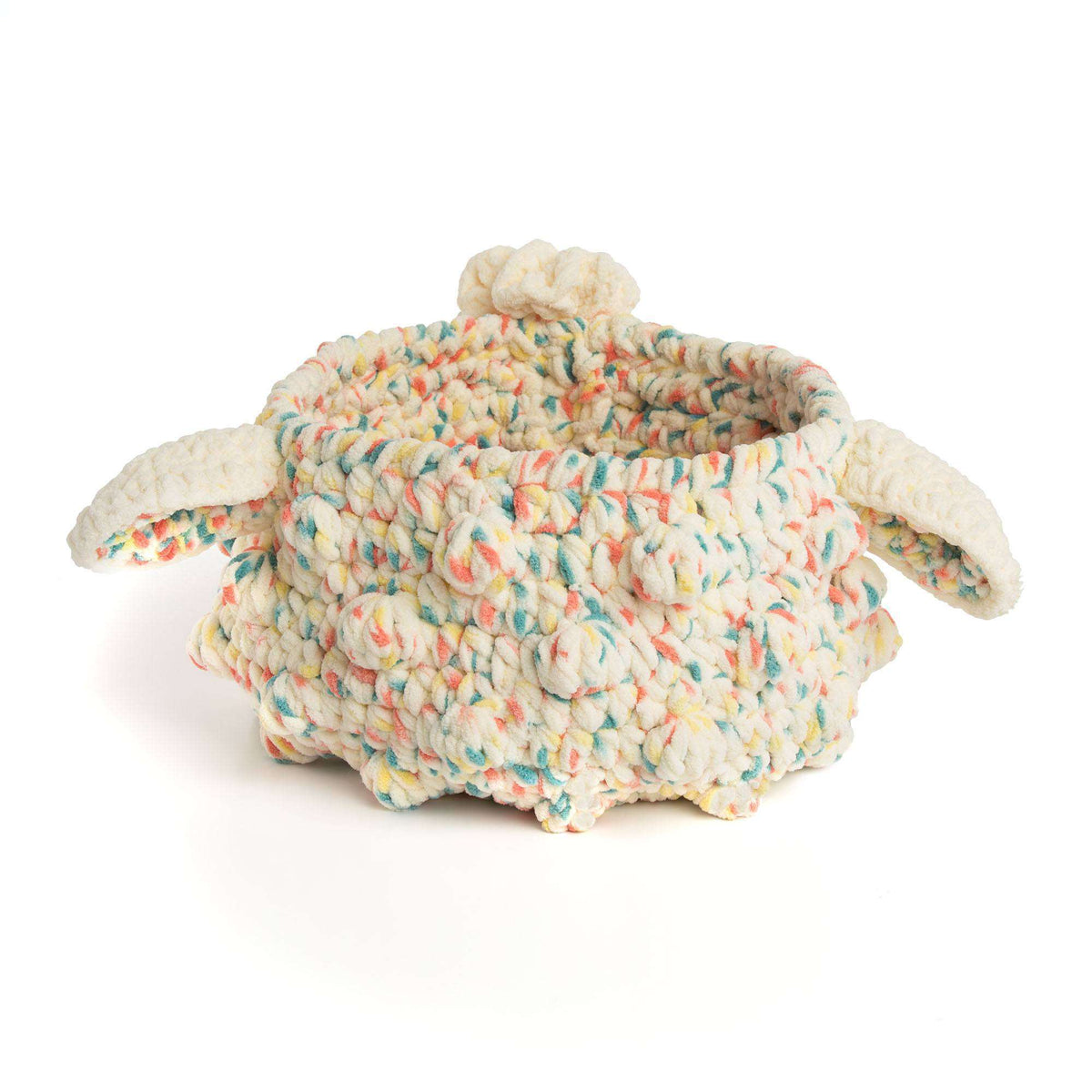 Crochet Basket made in Bernat Blanket Confetti yarn