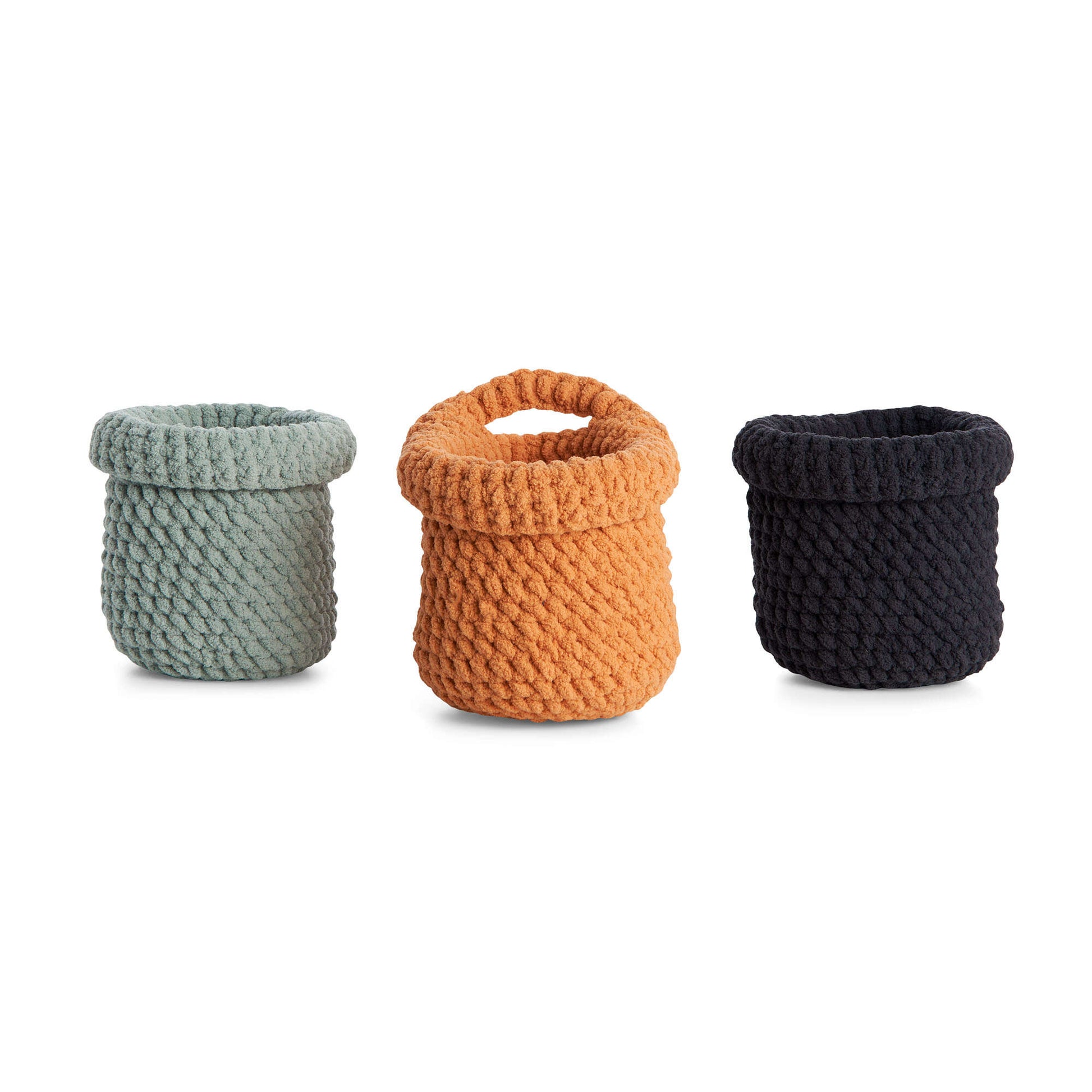 Free Bernat Crochet One & Done Hanging Basket Trio Pattern