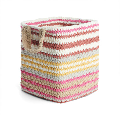 Bernat Crochet Boxy Striped Basket Crochet Basket made in Bernat Blanket O'Go yarn