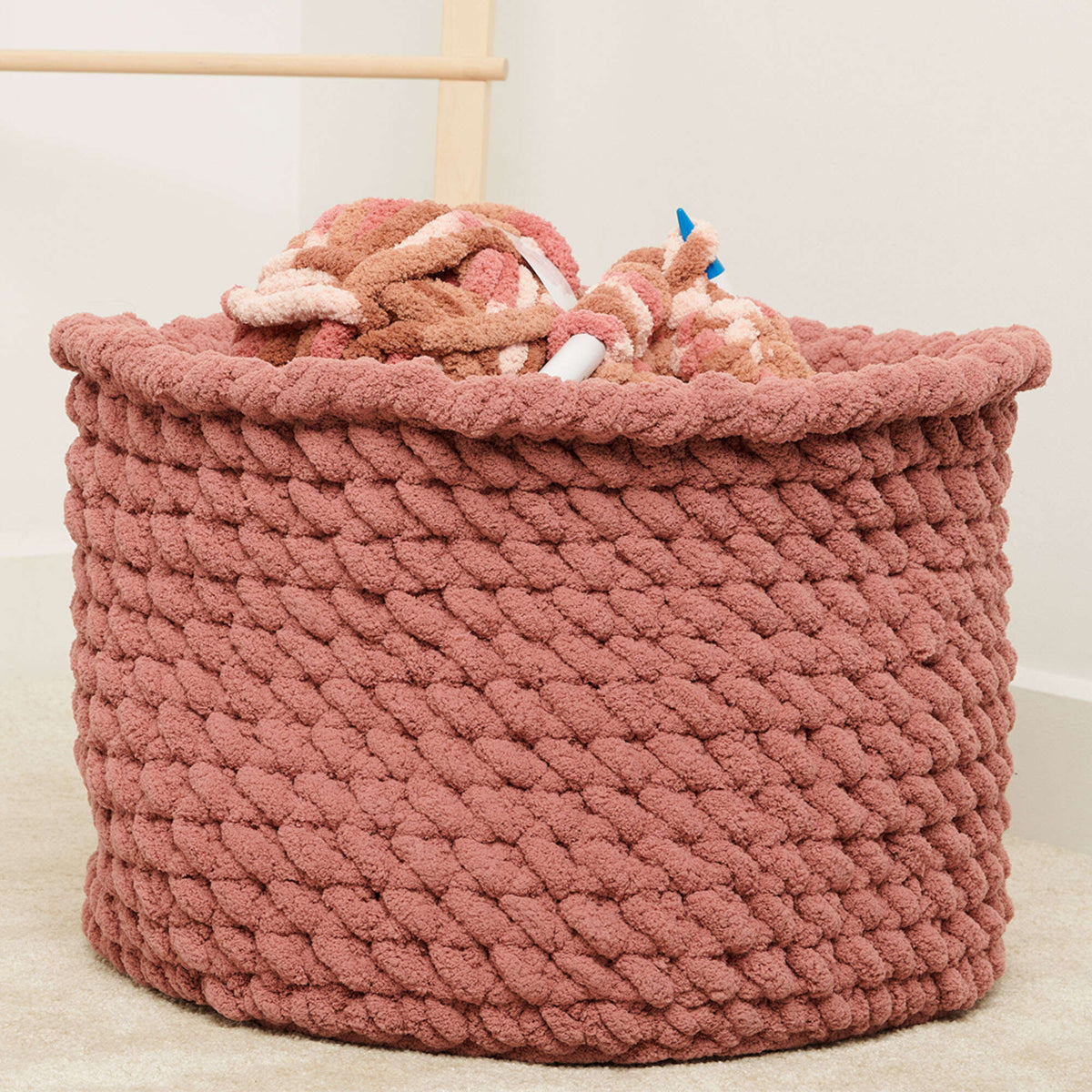 Crochet Basket made in Bernat Blanket Extra Thick yarn