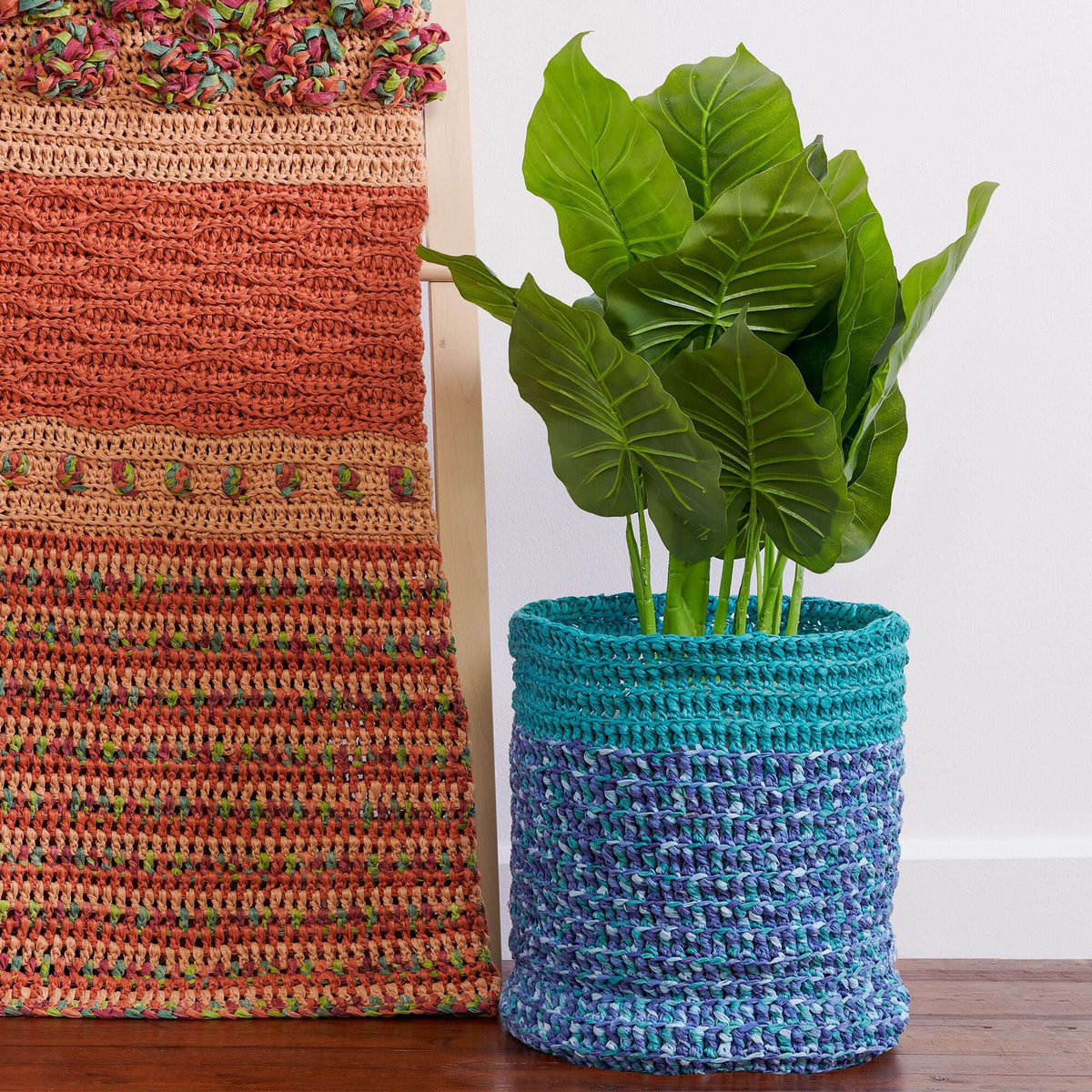 Crochet Basket made in Bernat Suede-ish yarn