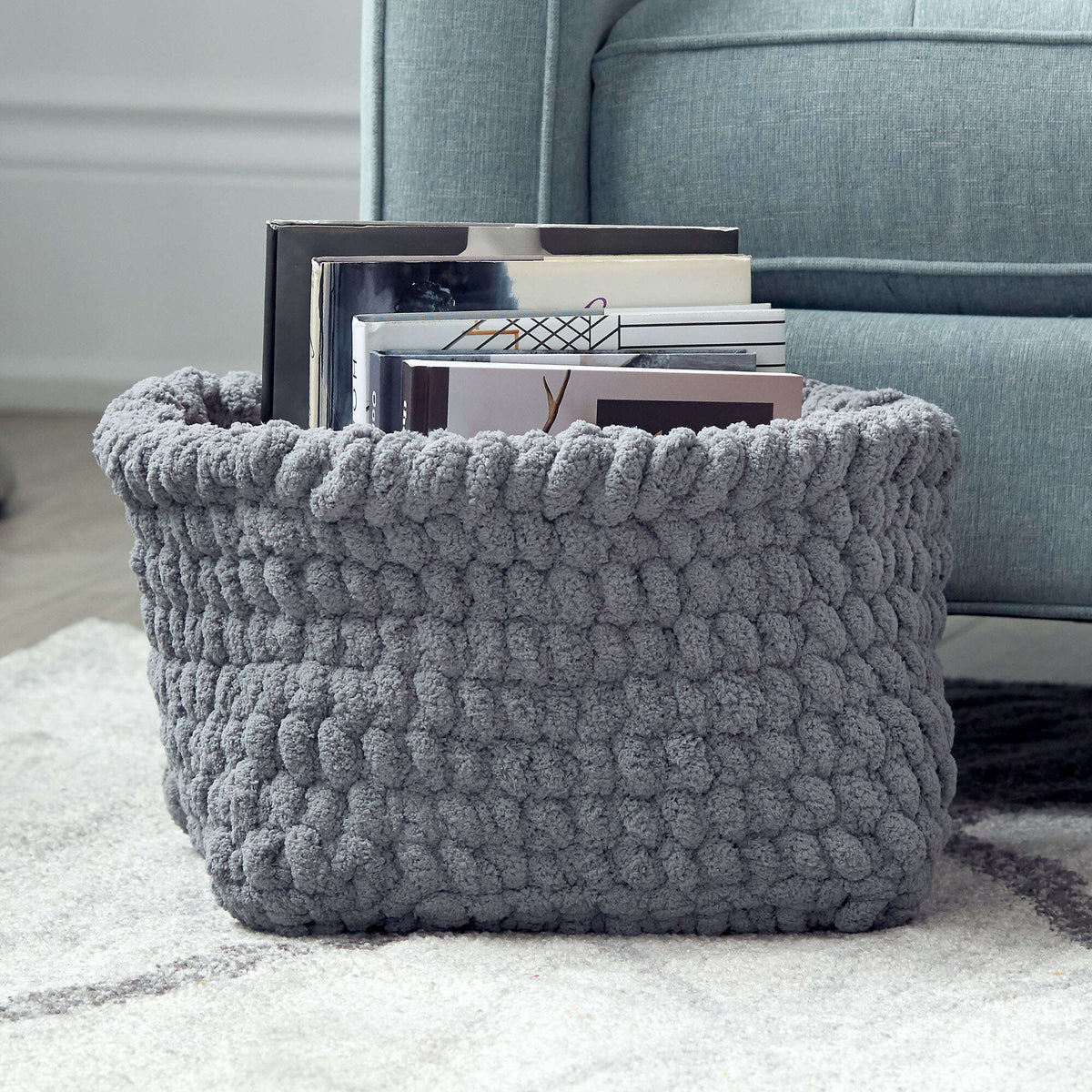 Crochet Basket made in Bernat Blanket Big yarn