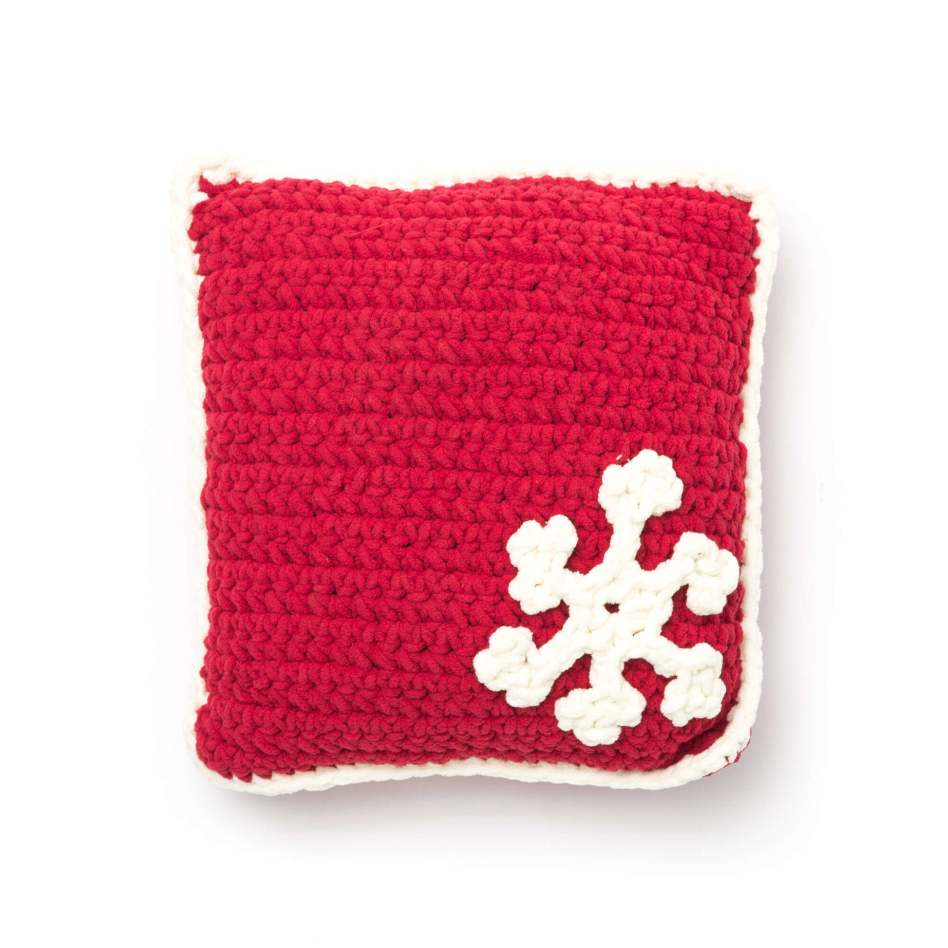 Bernat Snowflake Pillow Crochet Holiday made in Bernat Blanket yarn