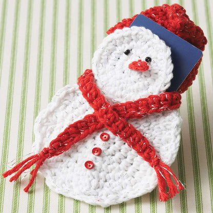 Bernat Snowman Gift Card Holder Crochet Holiday made in Bernat Handicrafter Cotton yarn