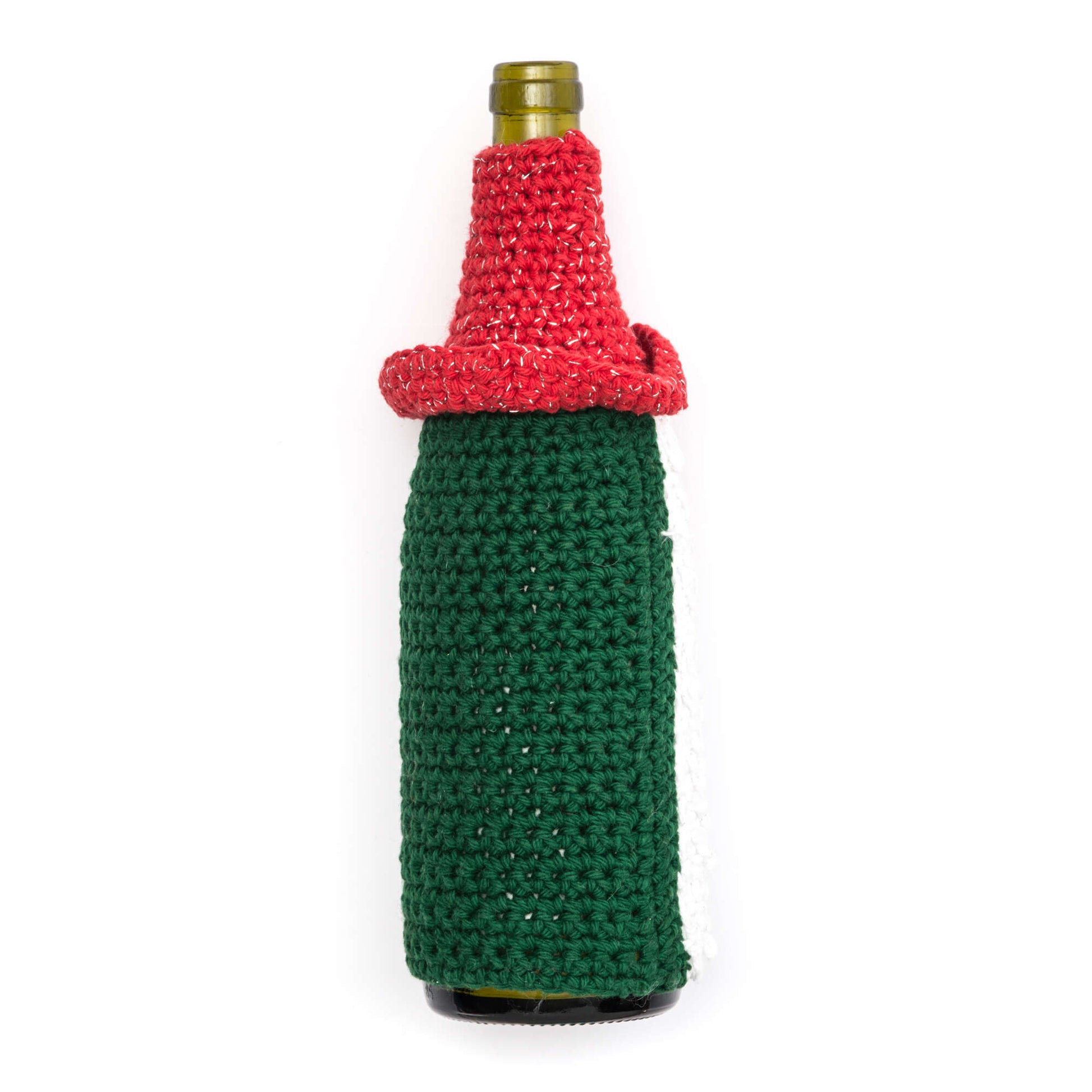 Bernat Gnome For The Holidays Wine Bottle Cozy Crochet Holiday made in Bernat Handicrafter Cotton yarn