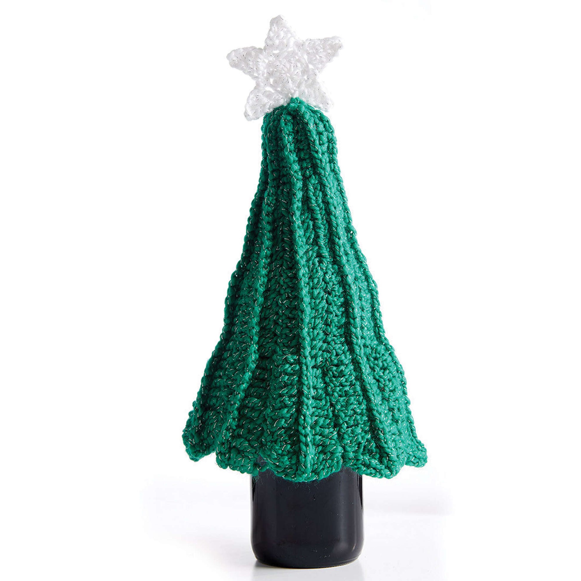 Bernat Crochet Christmas Tree Bottle Topper Crochet Holiday made in Bernat Happy Holidays yarn