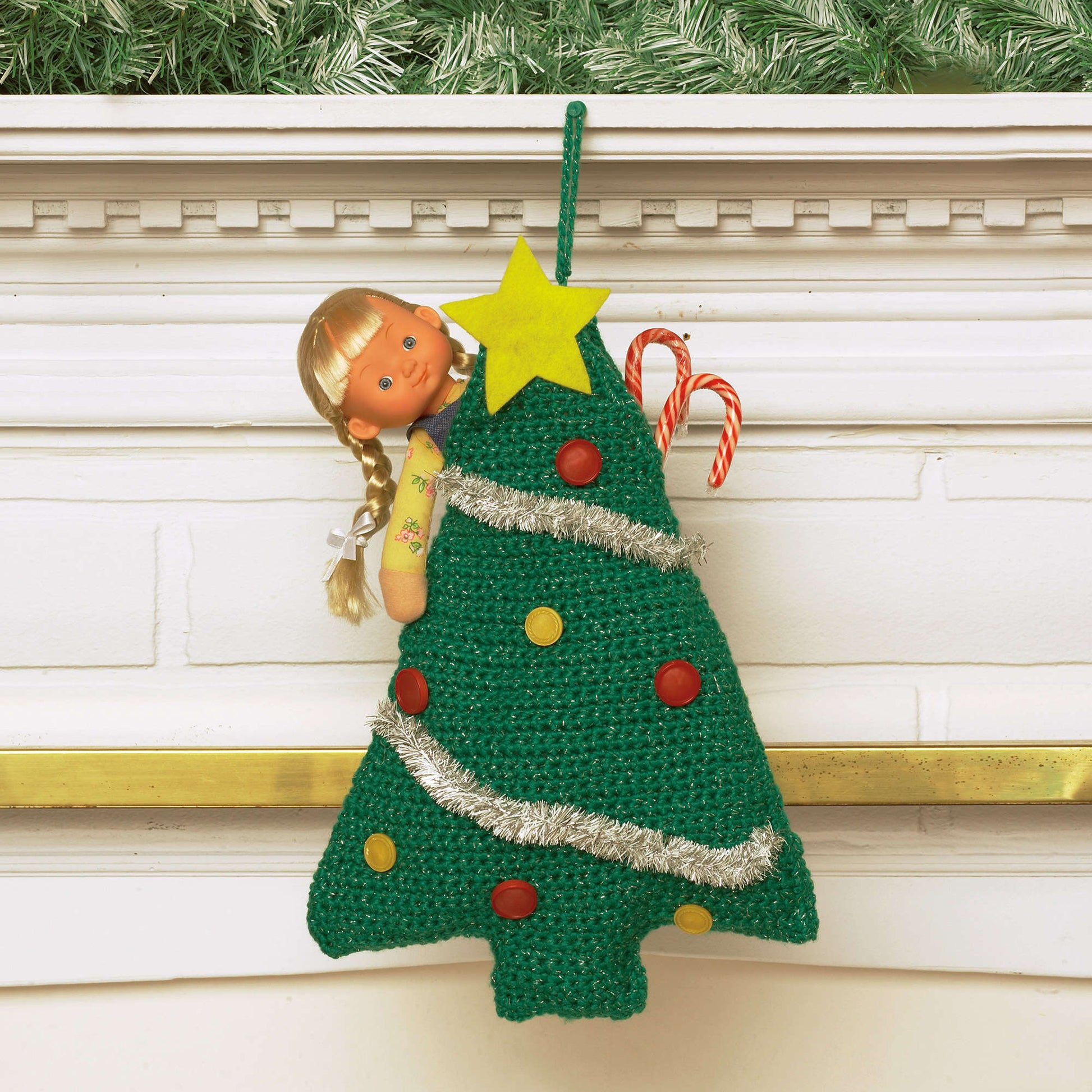 Bernat Easy Tree Stocking Crochet Holiday made in Bernat Happy Holidays yarn