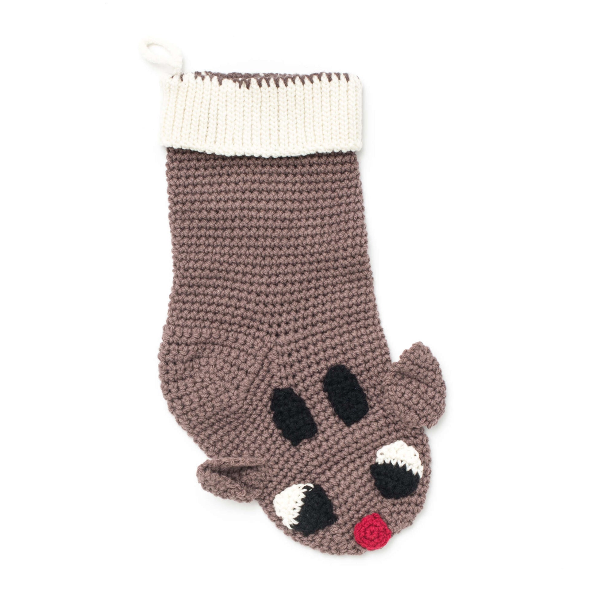 Bernat Reindeer Stocking Crochet Holiday made in Bernat Super Value yarn