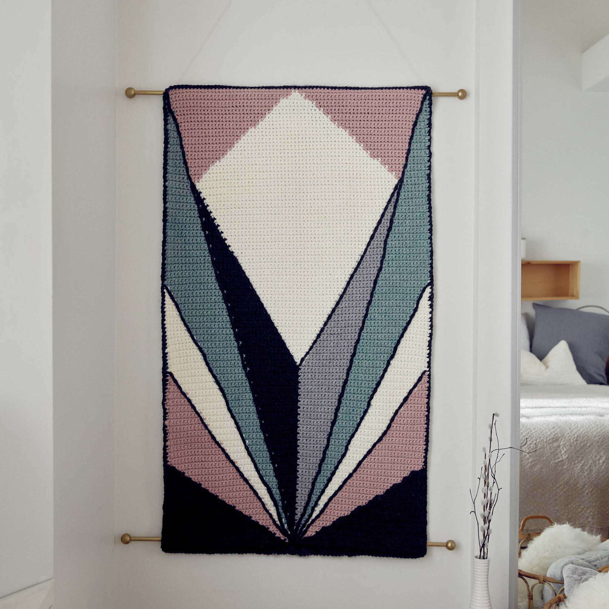 Crochet Wall Hanging made in Bernat Roving yarn