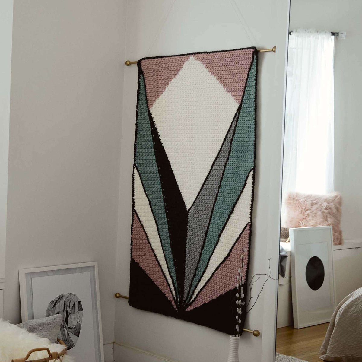 Crochet Wall Hanging made in Bernat Roving yarn