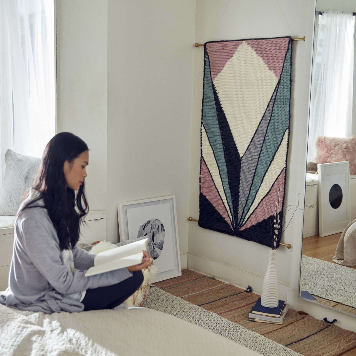 Crochet Wall Hanging made in Bernat Roving yarn