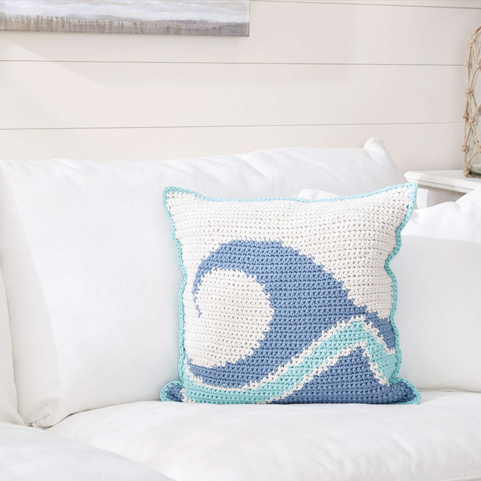Bernat Catch A Wave Crochet Pillow Crochet Pillow made in Bernat Maker Home Dec yarn