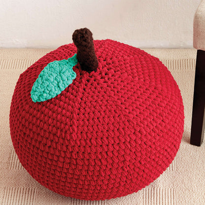 Bernat Crochet Apple A Day Pouf Crochet Pillow made in Bernat Blanket yarn