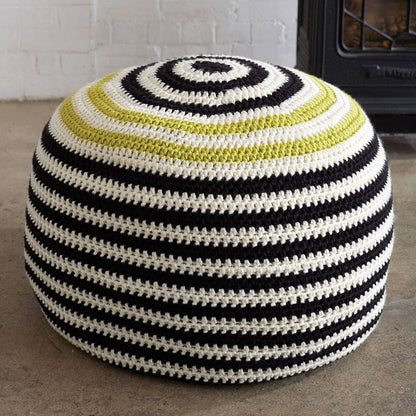 Bernat Crochet Graphic Stripes Pouf Crochet Pillow made in Bernat Softee Chunky yarn