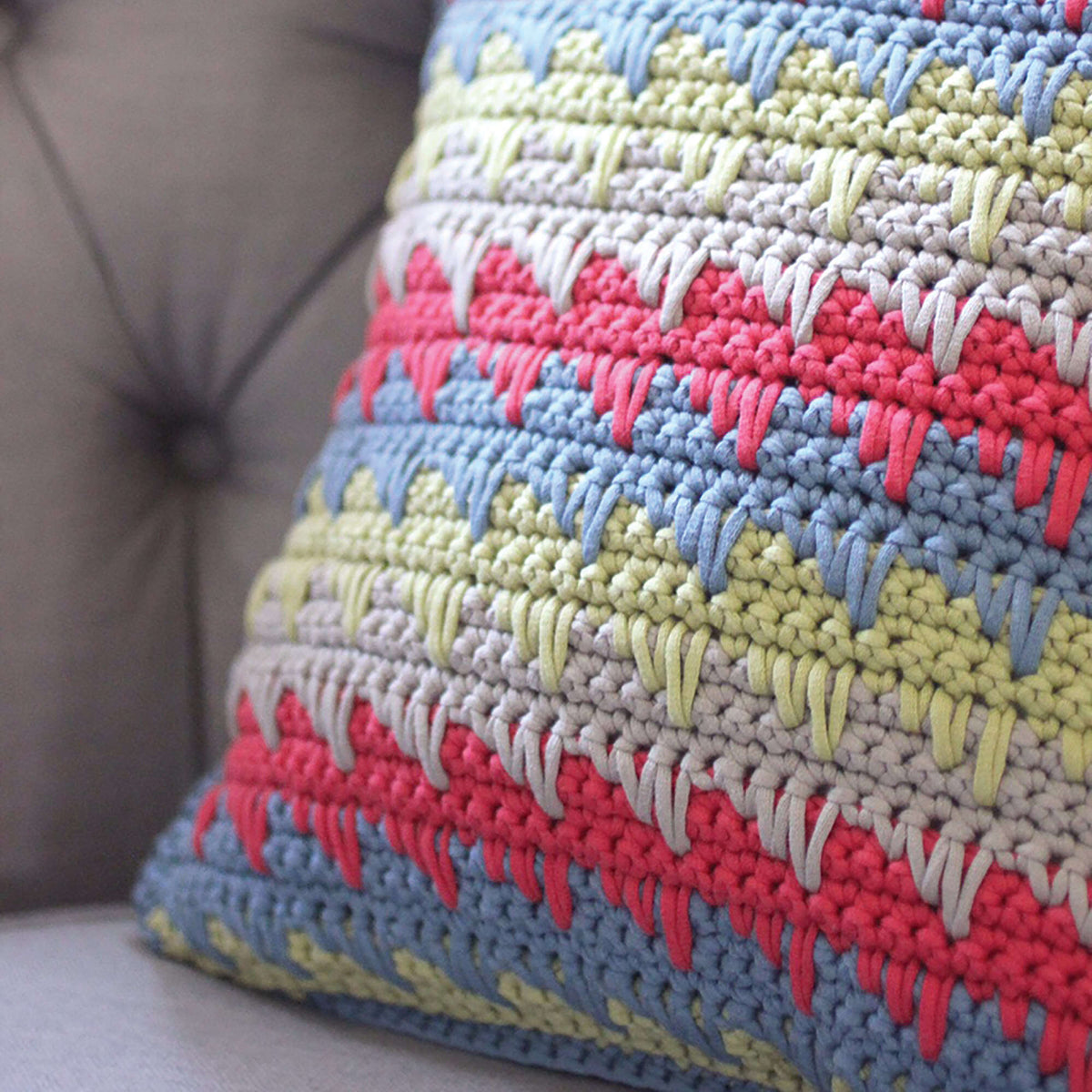 Crochet Pillow made in Bernat Maker Home Dec yarn