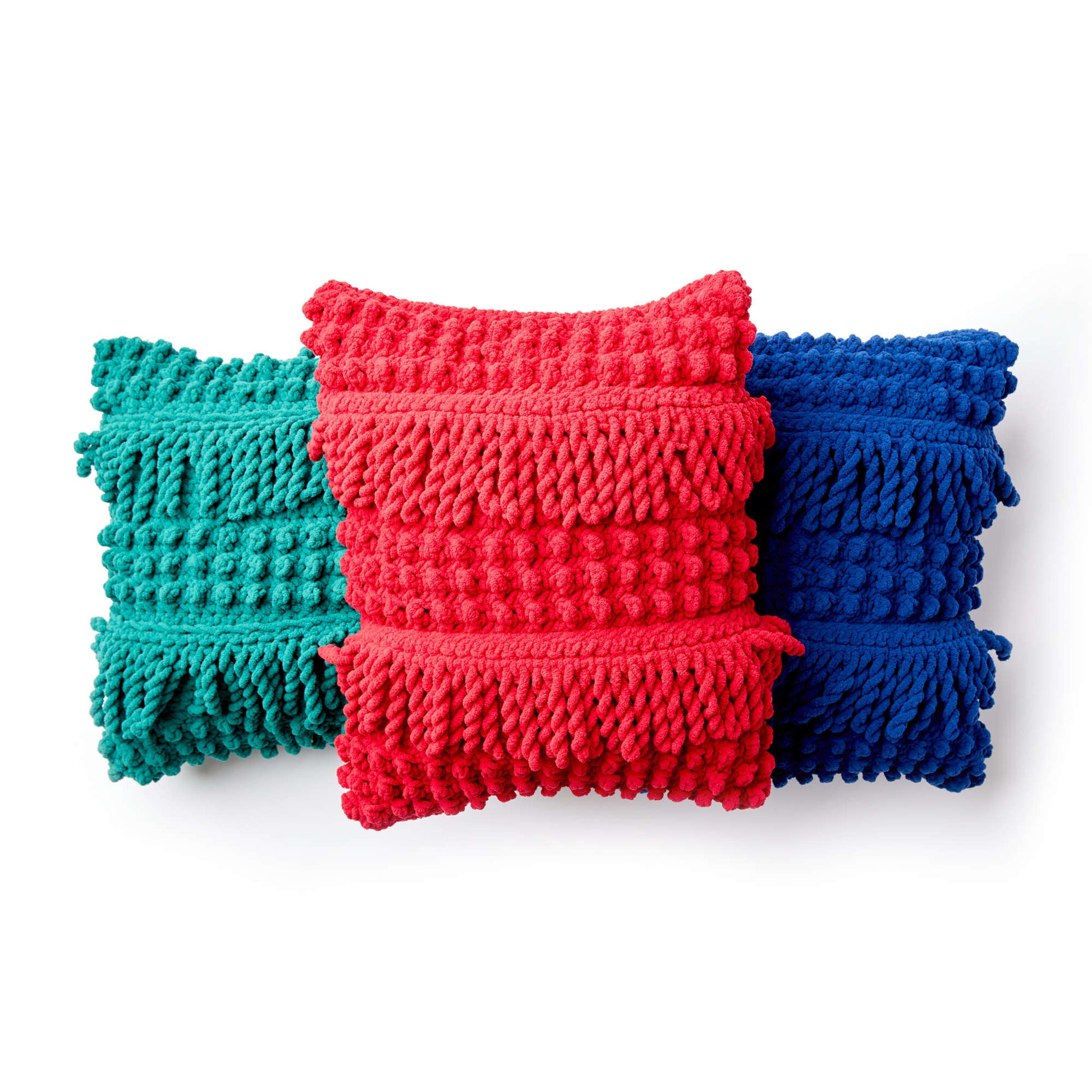 Free Bernat Bobble Fringe Crochet Pillow Pattern