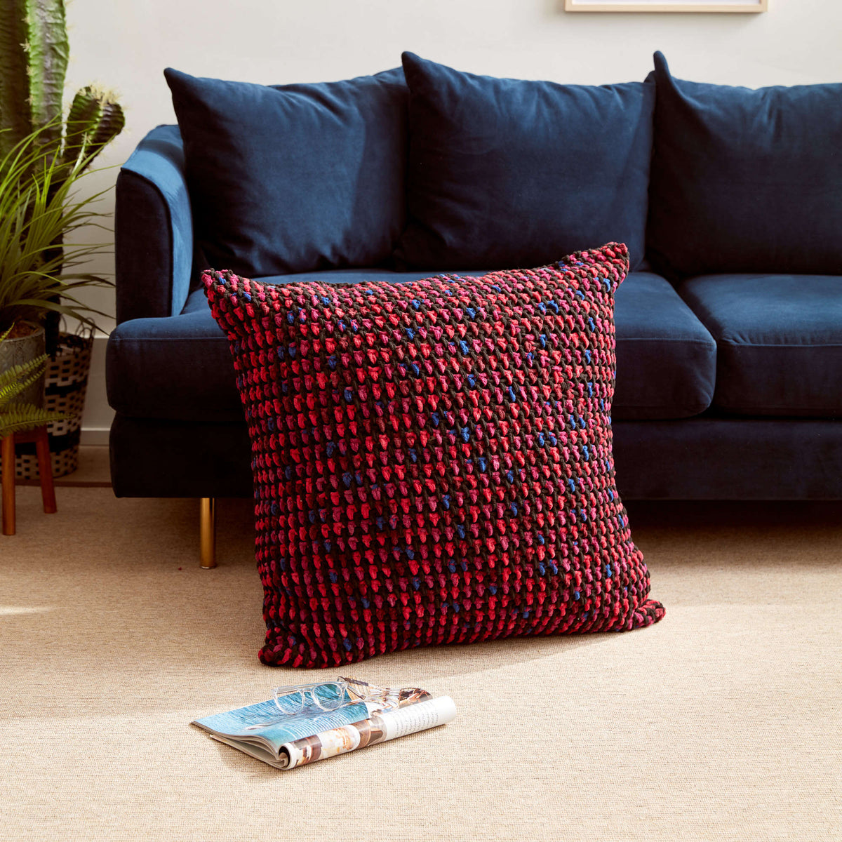 Crochet Pillow made in Bernat Blanket yarn