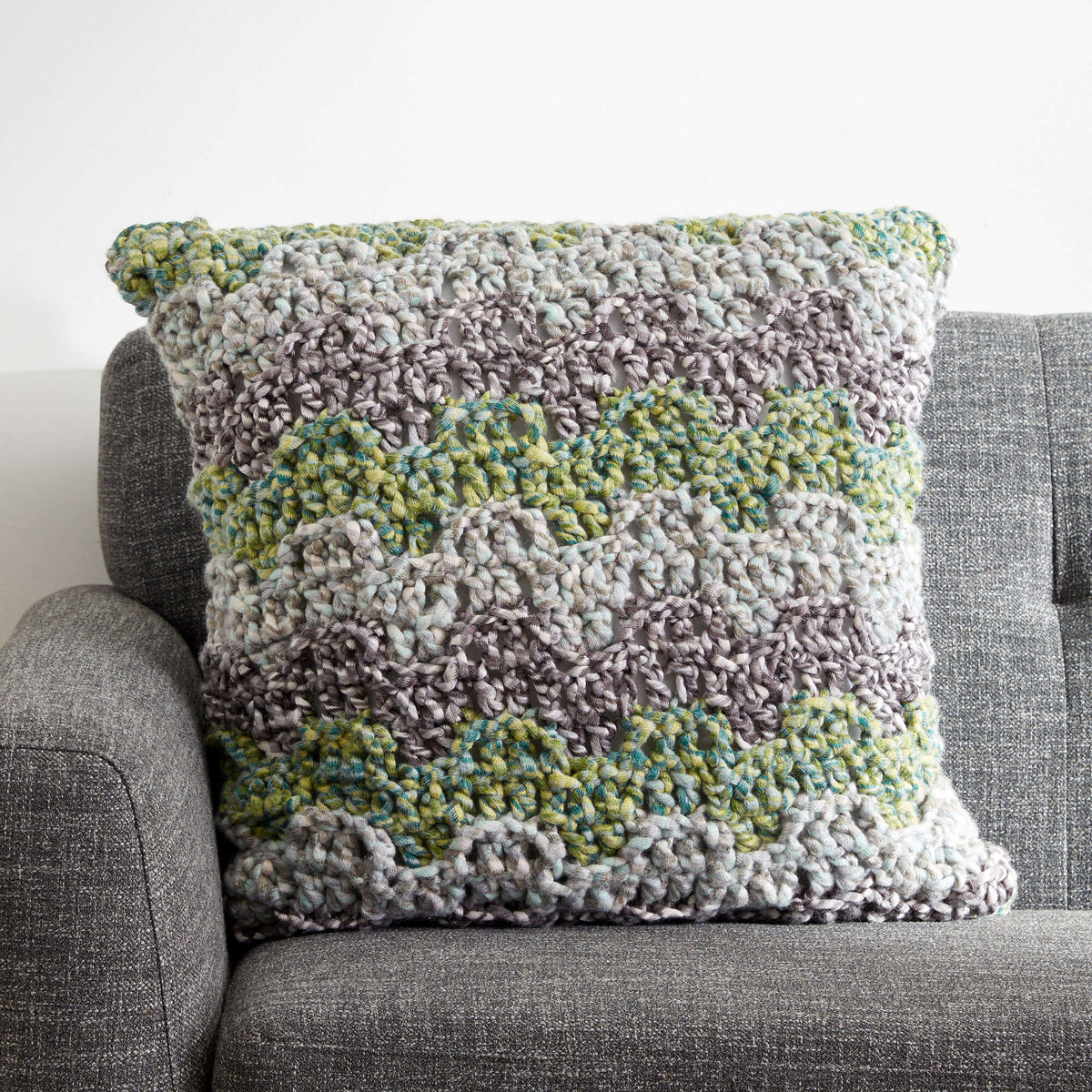 Crochet Pillow made in Bernat Colorwhirl yarn