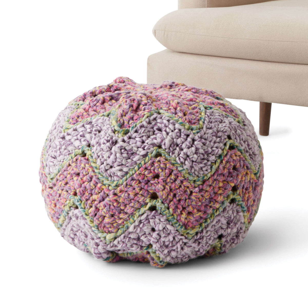 Crochet Pillow made in Bernat Colorwhirl yarn