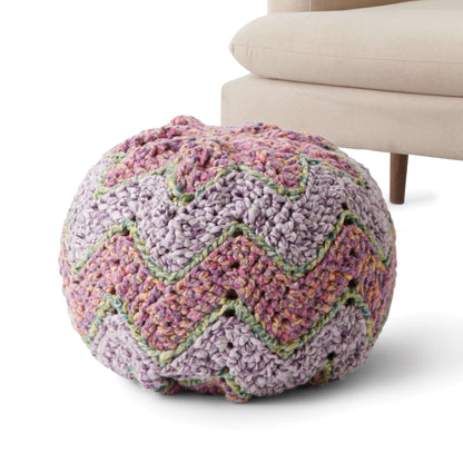 Bernat Crochet Chevron Pouf Crochet Pillow made in Bernat Colorwhirl yarn