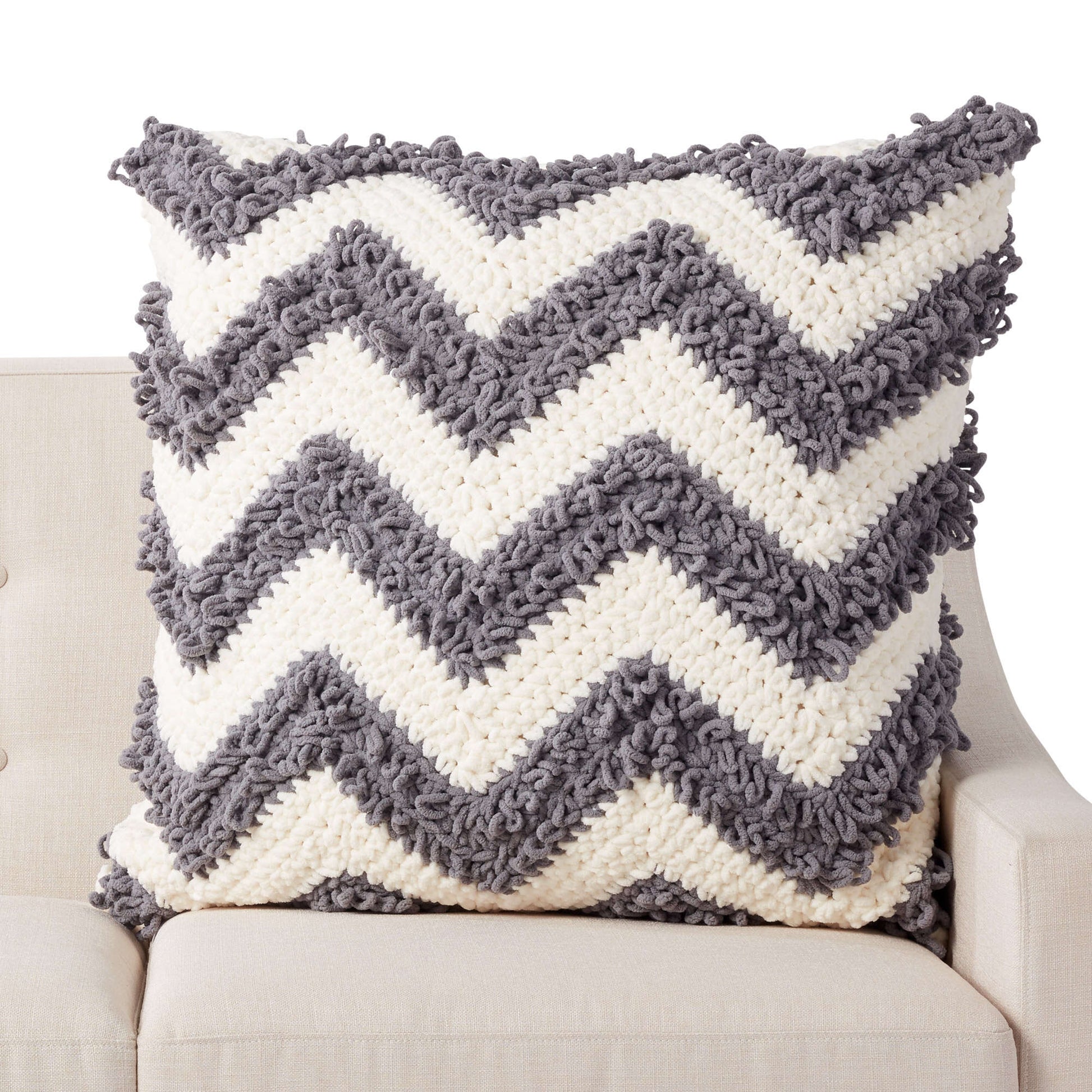 Free Bernat Loop Stitch Chevron Crochet Pillow Pattern