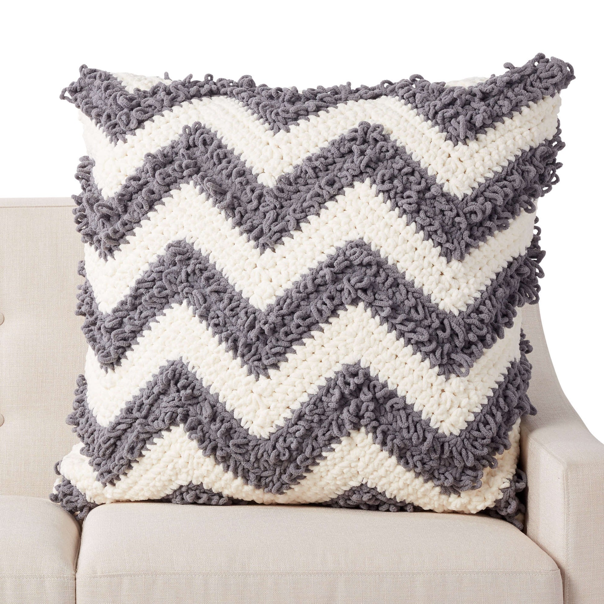 Bernat Loop Stitch Chevron Crochet Pillow Yarnspirations