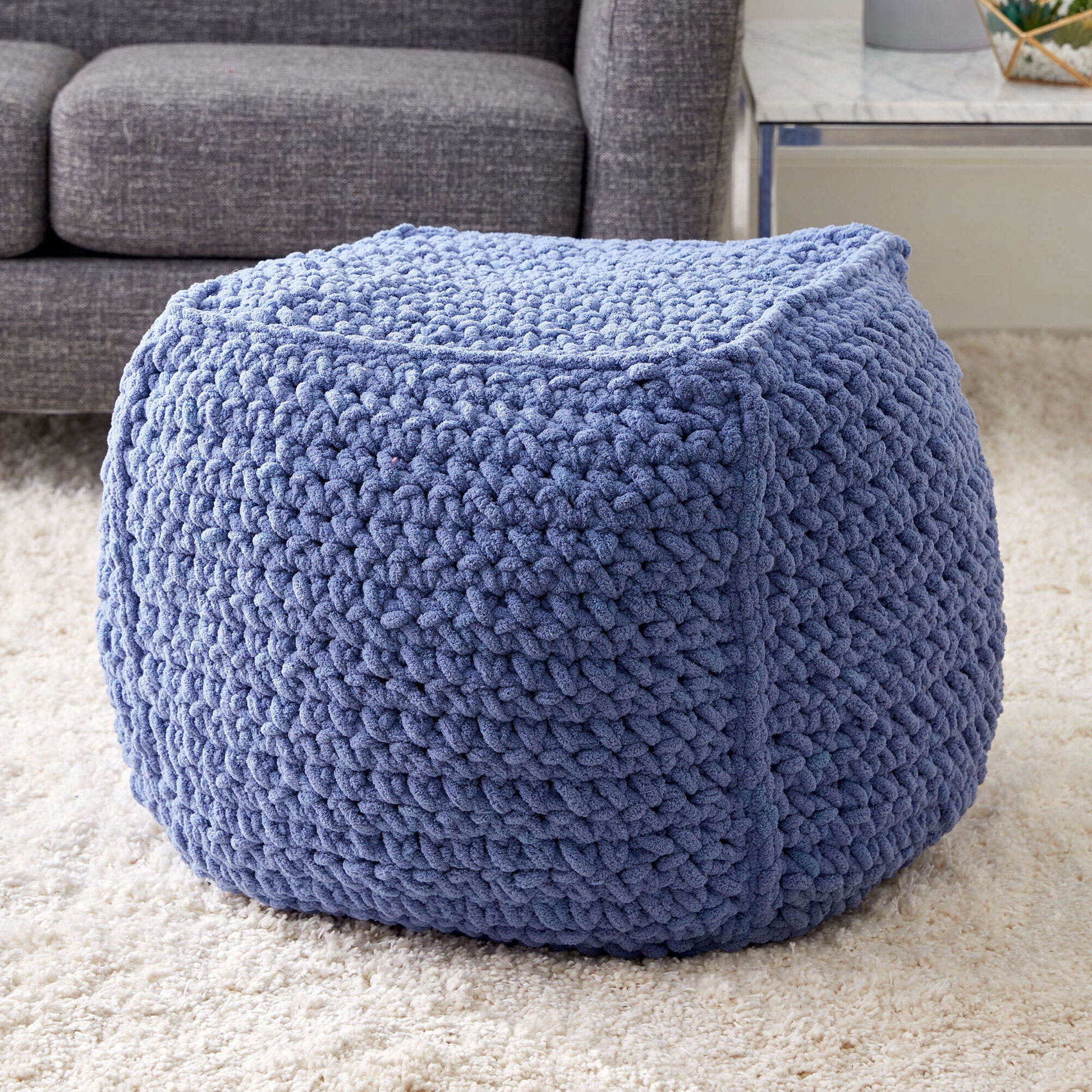 Bernat Crochet Pouf Crochet Pillow made in Bernat Blanket Extra yarn