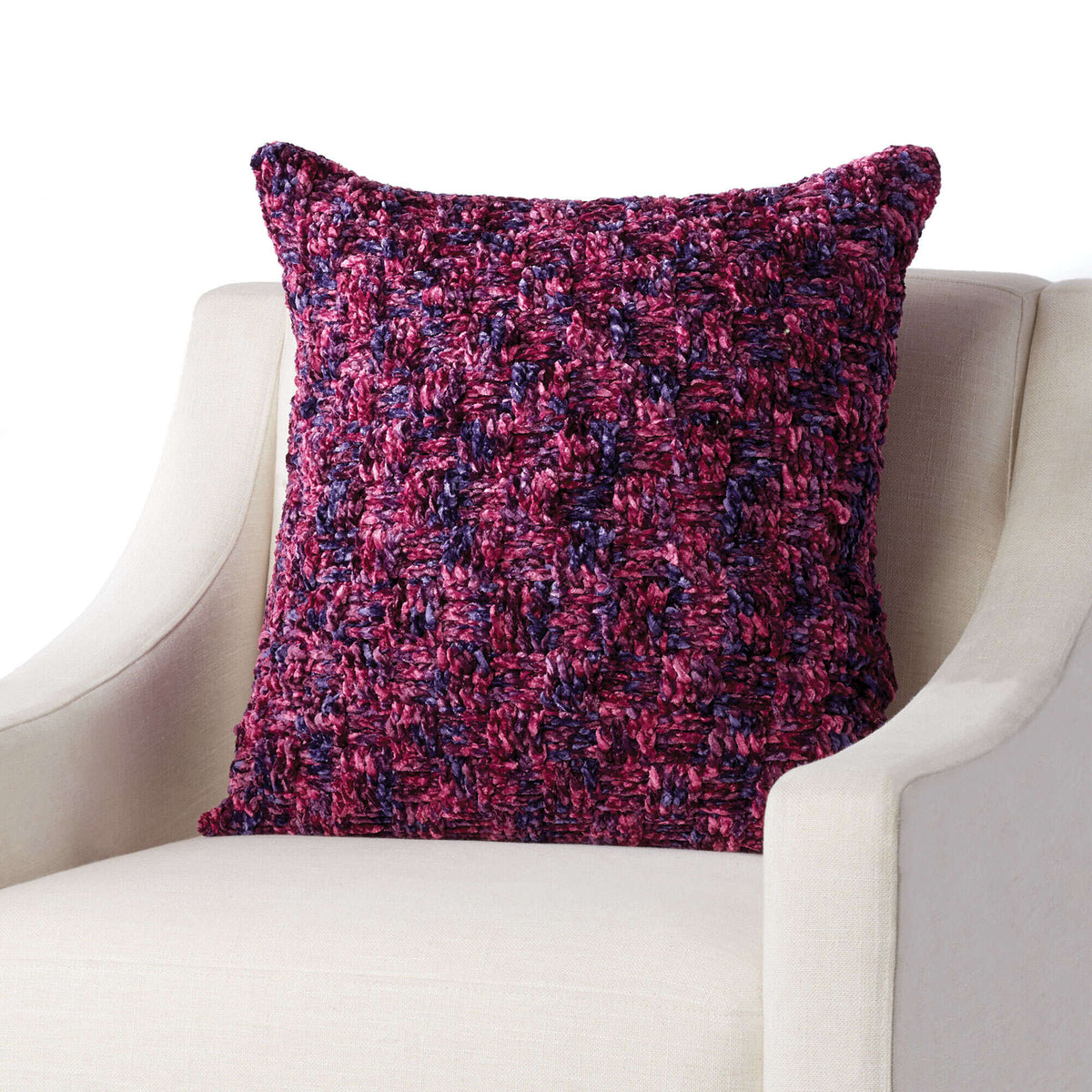 Crochet Pillow made in Bernat Crushed Velvet yarn