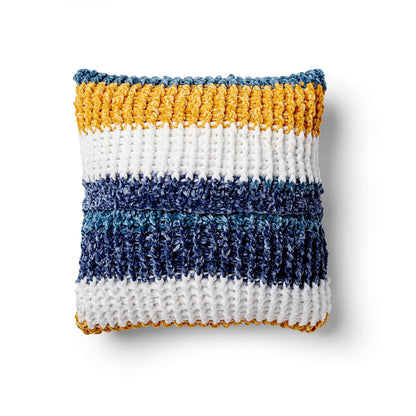Bernat Cozy Ribbed Crochet Pillow Crochet Pillow made in Bernat Velvet Stripes yarn