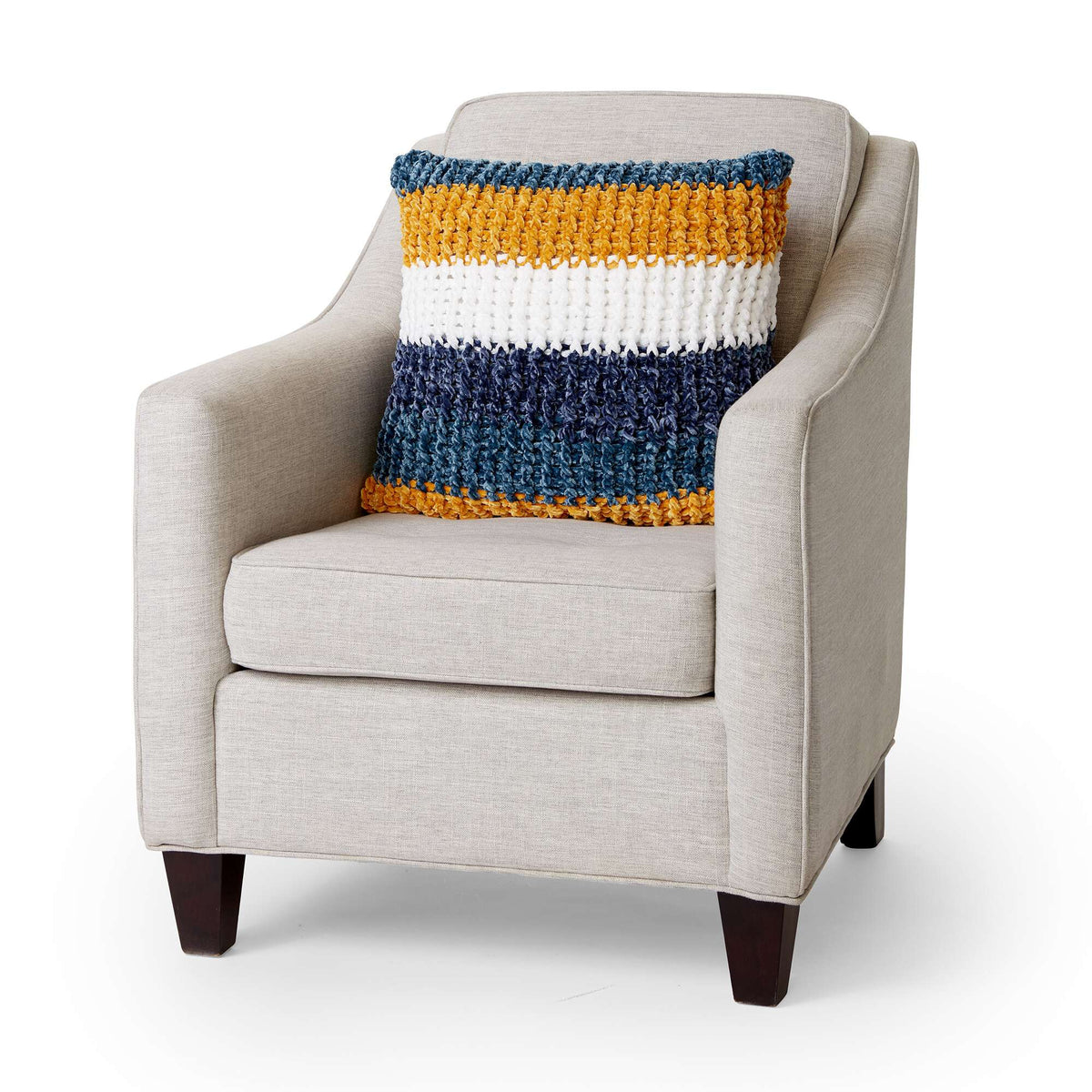 Crochet Pillow made in Bernat Velvet Stripes yarn