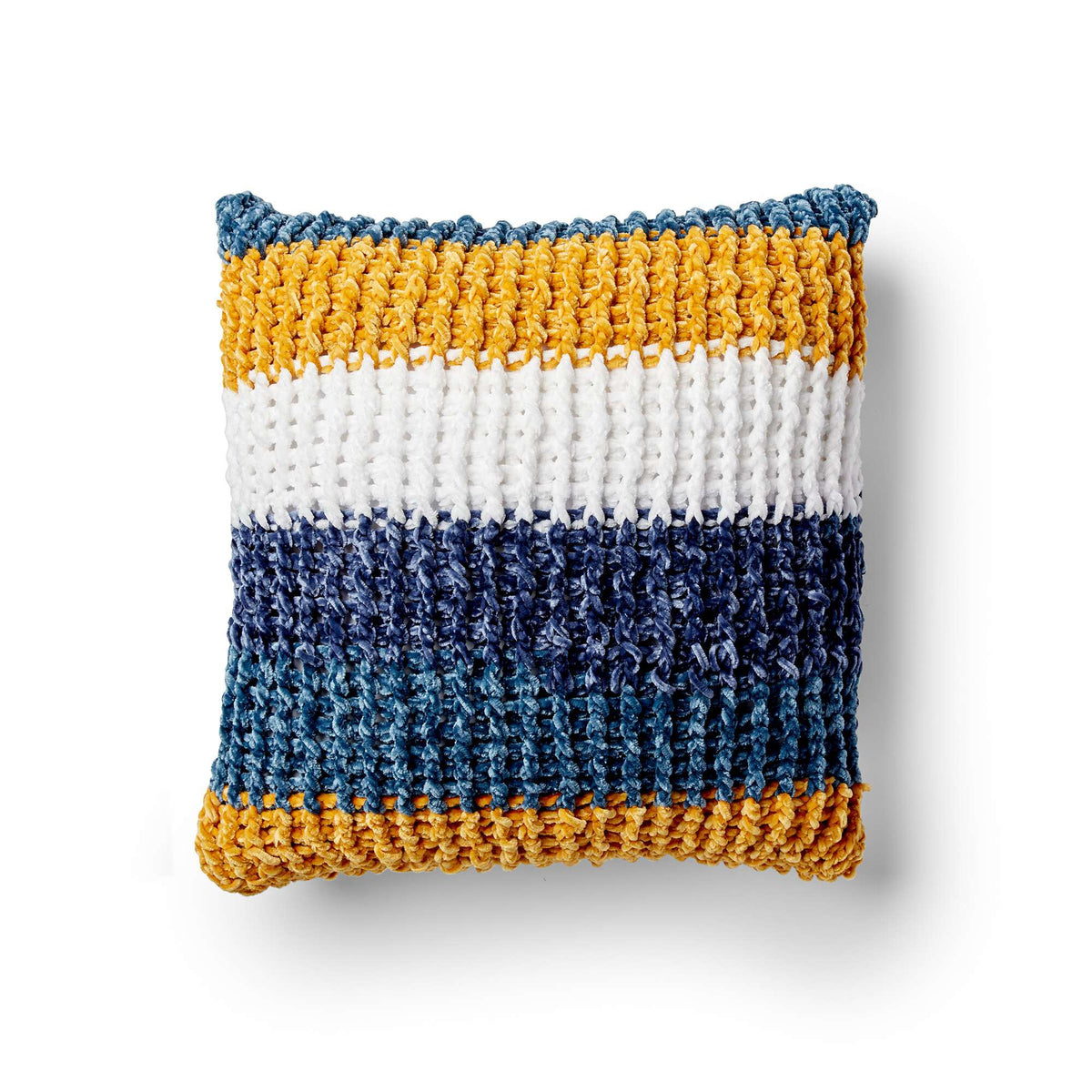 Crochet Pillow made in Bernat Velvet Stripes yarn